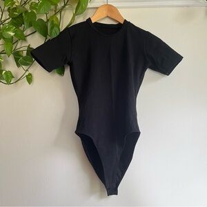 Los Angeles Apparel Black Short-Sleeve One-Piece Bodysuit